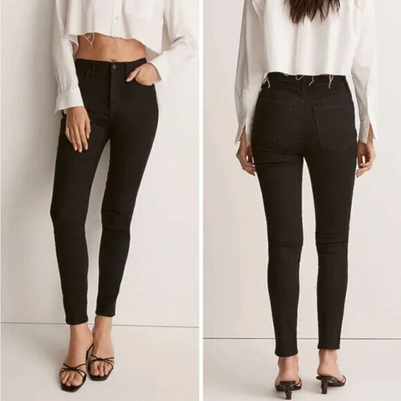 NEW Madewell 10" High-Rise Skinny Jeans‎ in black frost wash, 32 - Picture 1 of 14